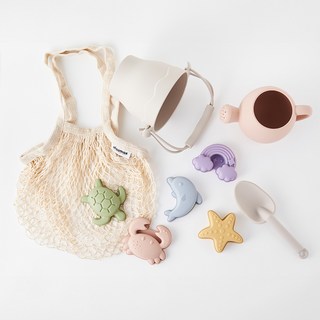 PLAYMAX 矽膠玩沙8件組 + 網袋, 1套, 混合顏色