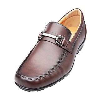 VONIN 男士天然牛皮雙色金屬扣飾休閒樂福鞋 HD005DBR