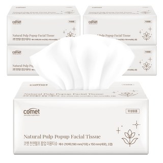 코멧 천연펄프 팝업 미용 티슈, 5개, 210개입