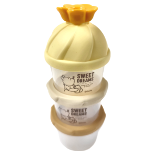 nishiki 錦化成 維尼奶粉分裝盒, 日本產, 80ml x 3, 維尼圖案, 黃色, 1個