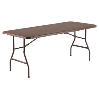 AMOS 仿藤手提折疊戶外露營餐桌 180cm 寬大桌面, 棕色