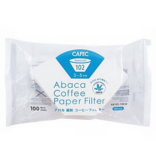 CAFEC 麻纖維梯形濾紙 ABACA AB102-100W 白色 3~5杯份, 100個, 1包