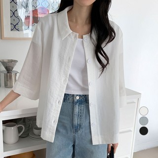 afinar 女性七分袖涼感襯衫式外套