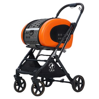 ABC PET 大聯萌 太空艙可拆卸寵物推車 APC+牛津布材質 可調節肩帶, 橙色, 1個