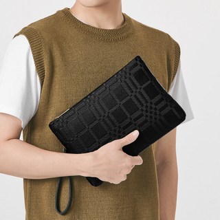 ADDEDIT 男士方格圖案Luty手拿包