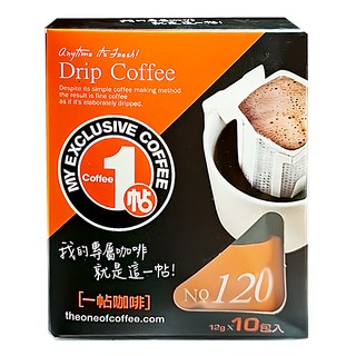 一帖咖啡 NO.120 濾掛式咖啡包 深烘焙 帶有太妃糖、黑糖、苦甜巧克力、烤堅果風味, 12g, 10包, 1盒