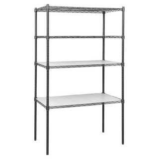 dayneeds 日需百備 輕型烤漆架含PP墊板 鐵力士架 收納 鞋架 展示架, 黑色, 4層