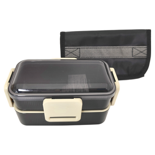 Skater 另類抗菌雙層便當盒附袋 573422 850ml, 黑色, 1個