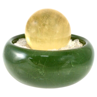 advance jewel 寶峻晶石館 黃冰洲球聚寶盆 晶石材質, 黃色 + 綠色