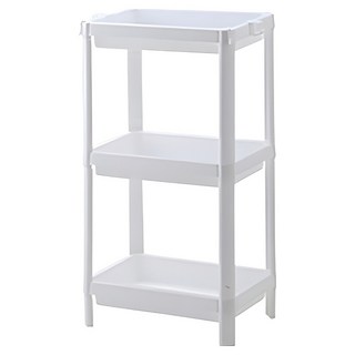 極簡長方落地3層置物架 Set 附贈掛勾, 白色, 1組