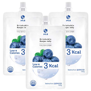 Jelly.B 低卡蒟蒻果凍 藍莓味 無糖 使用赤藻糖醇, 150g, 3包