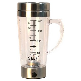 SELF 新一代附把手自動攪拌便攜健康杯 304不鏽鋼 PC材質, 400ml, 1個