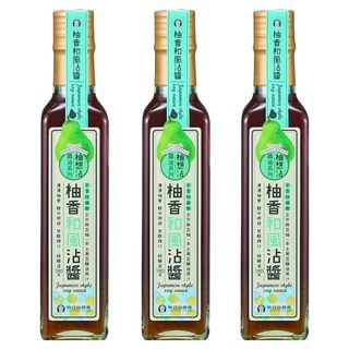麻豆區農會 柚香和風沾醬, 濃濃柚香 酸中帶甜 甘醇順口 黑豆釀造180天 不含防腐劑, 230ml, 3瓶