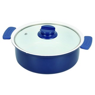 PEARL LIFE 珍珠金屬 兩手陶瓷鍋 附鍋蓋 HB-6027 33 x 27 x 13.5cm, 24cm, 藍色, 1個