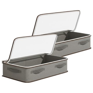 小麥購物 可折疊布藝床底收納箱 L431, 2個, 灰色