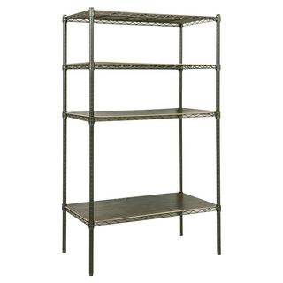 dayneeds 日需百備 輕型烤漆架含木墊板 鐵力士架 收納 鞋架 展示架, 黑色, 4層