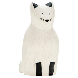 T-Lab. 手刻原木小動物 日本設計, 狐狸 白色 + 黑色