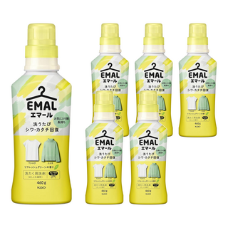 Kao 花王 EMAL 精致洗 精緻衣物專用香氛洗衣精 植物清香 黃色, 460g, 6瓶