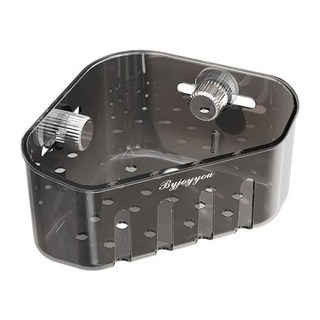 HOUDER 吸盤水槽轉角瀝水架, 透灰, 1個