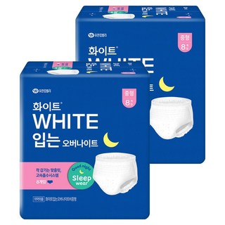 화이트 입는 오버나이트 뉴, 중형, 8개입, 2개