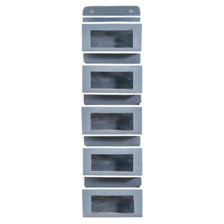 門後五層收納掛袋 不織布PVC鐵鉤材質 灰色/米色 含無痕掛勾+門板掛勾, 118 x 32 x 9.5cm