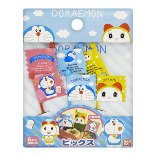 BANDAI 食物叉 6支, 哆啦A夢 紅色 + 藍色 + 黃色, 1組