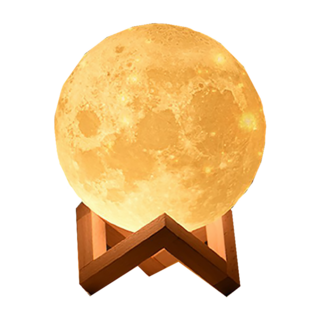 ANTIAN 3D打印月球燈 15cm 暖白/正白光 食用級可降解PLA材質, 白色