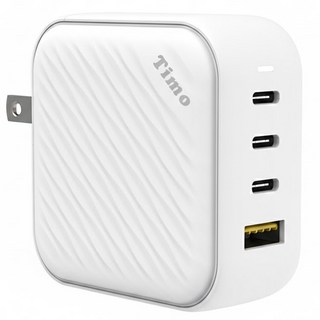 Timo 快充 浪紋造型充電器+充電線 Type-C 100W GaN PD快速充電, 白色, 1組