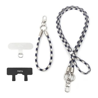 TOTU 拓途 LS-2系列 手機掛繩 iPhone/安卓通用 長短掛繩, 藍米白, 1組