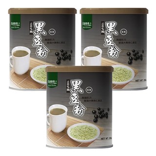 長青穀典 100%純黑豆粉 嚴選青仁黑豆 無糖配方 全素, 250g, 3罐