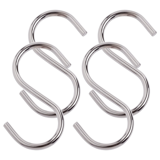 米諾諾 鋁S鉤 堅固耐用S型掛鉤 衣物帽子包包收納好幫手, 銀色 S鈎, 4個