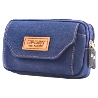 男生腰包Set 帆布材質 3層, 18 x 10 x 5cm, 深藍色