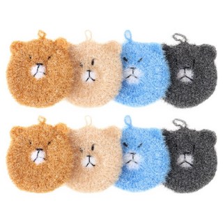 이와이엔 거품왕 2겹 곰돌이 수세미, 8개, 1개