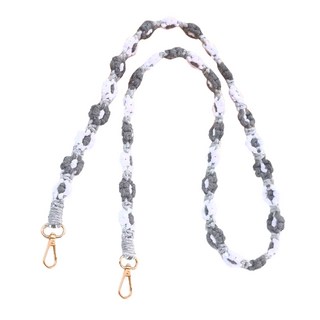 Y644 NS 花邊手機掛繩 淺灰白 棉繩 金屬製 全長130公分, 1個