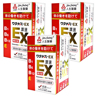 人生製藥 渡邊 EX糖衣錠 水溶性維生素B群 B1 B6 B12 E 調整體質, 141顆, 3罐