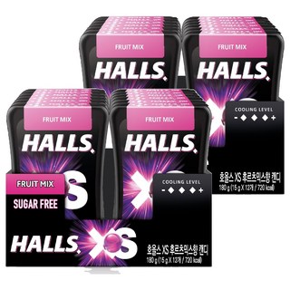 HALLS XS無糖迷你薄荷糖 綜合水果口味, 180g, 2組