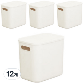 AllULiving 附蓋式儲物收納箱, 12個, 白色
