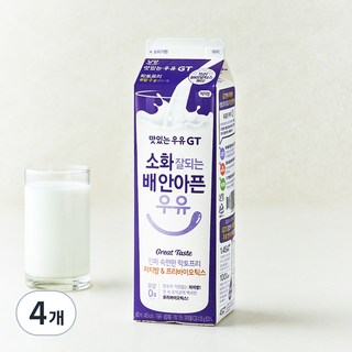 남양유업 맛있는우유GT 소화 잘되는 배 안아픈 저지방 & 프리바이오틱스 우유, 900ml, 4개