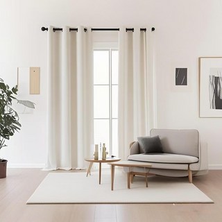 comet 家用優質隔熱穿孔遮光窗簾 2入組, 米色