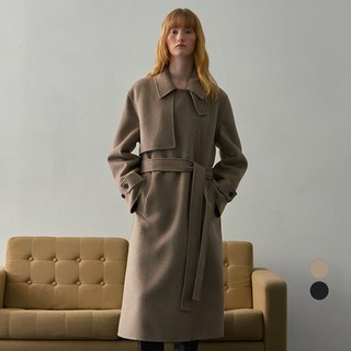 MIND BRIDGE 女款手工風衣式喀什米爾長版大衣 MZCA8203