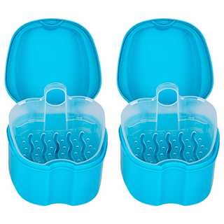 假牙收納盒 藍綠色 大, 1入, 2個