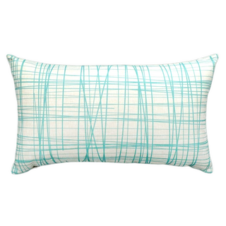 Life 北歐簡約棉麻舒適長型抱枕 腰靠枕 枕套-棉30% 麻70%, 48 x 29cm, 線型藍