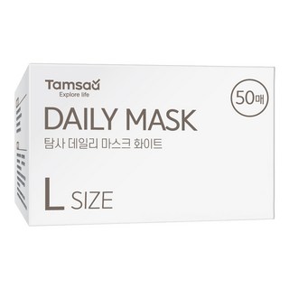 Tamsaa 每日彩色鳥嘴型口罩 大尺寸 修身款 韓國製, 50片, 1盒, 白色
