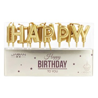 JAMAN Happy Birthday 生日蠟燭套裝 蠟燭長度約2.8公分 燃燒時間約5分鐘, 1組, 金色
