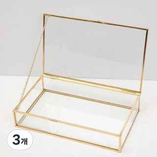 Full-Covered 簡易絲絨專用玻璃收納盒 小款, 金色, 3個