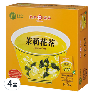 天仁茗茶 茉莉花茶, 袋裝防潮，保持新鮮, 香氣怡人，隨時享用, 2g, 100包, 4盒
