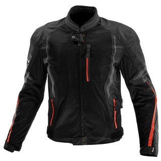 KOMINE 夏季網眼防護夾克 JK-1463, 黑色 + 紅色