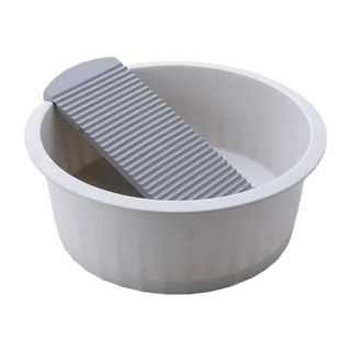 多功能臉盆 附洗衣板, 加深盆身, 底部抽取收納, 一物多用, 灰色, 1個