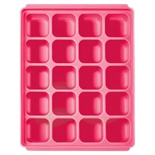 tgm 馬卡龍 白金矽膠副食品冷凍儲存分裝盒 4尺寸選擇 保鮮省時 適用於微波爐/洗碗機/冰箱, 10g, 紅色, 1個