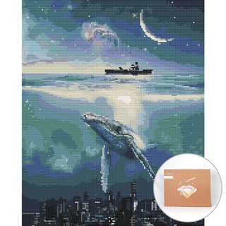 Artjoy DIY 珠寶十字繡帆布 50 x 40 厘米, 鯨魚和海, 1個